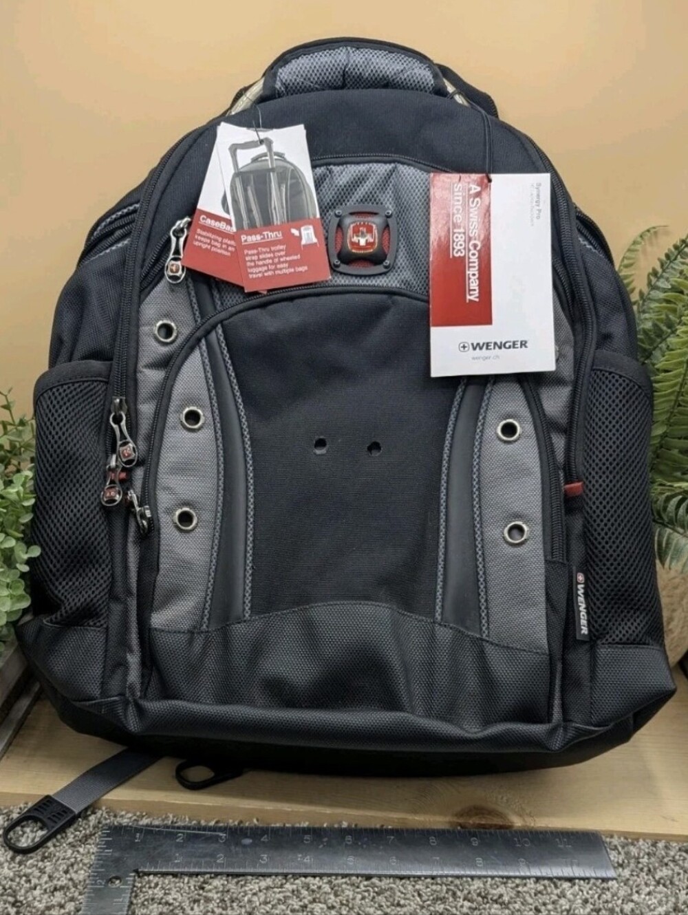 Wenger Synergy Multi Pocket Zip Around Back Pack Black New W Tags